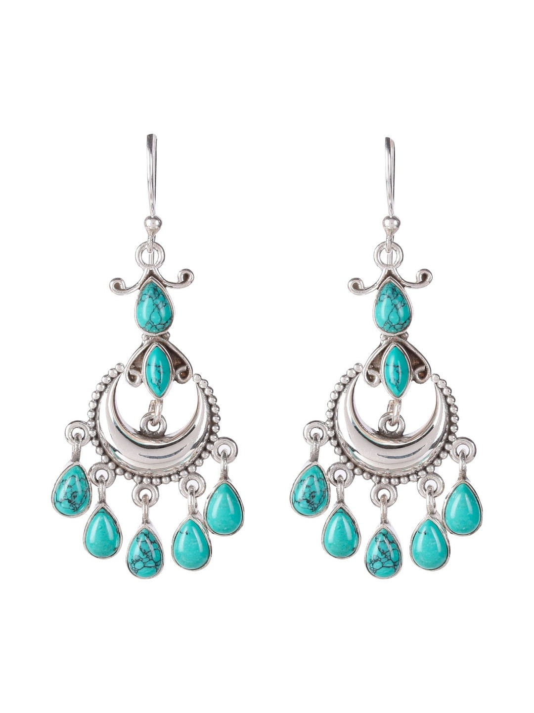FUSIONARI Turquoise 925 Sterling Silver Drop Earrings