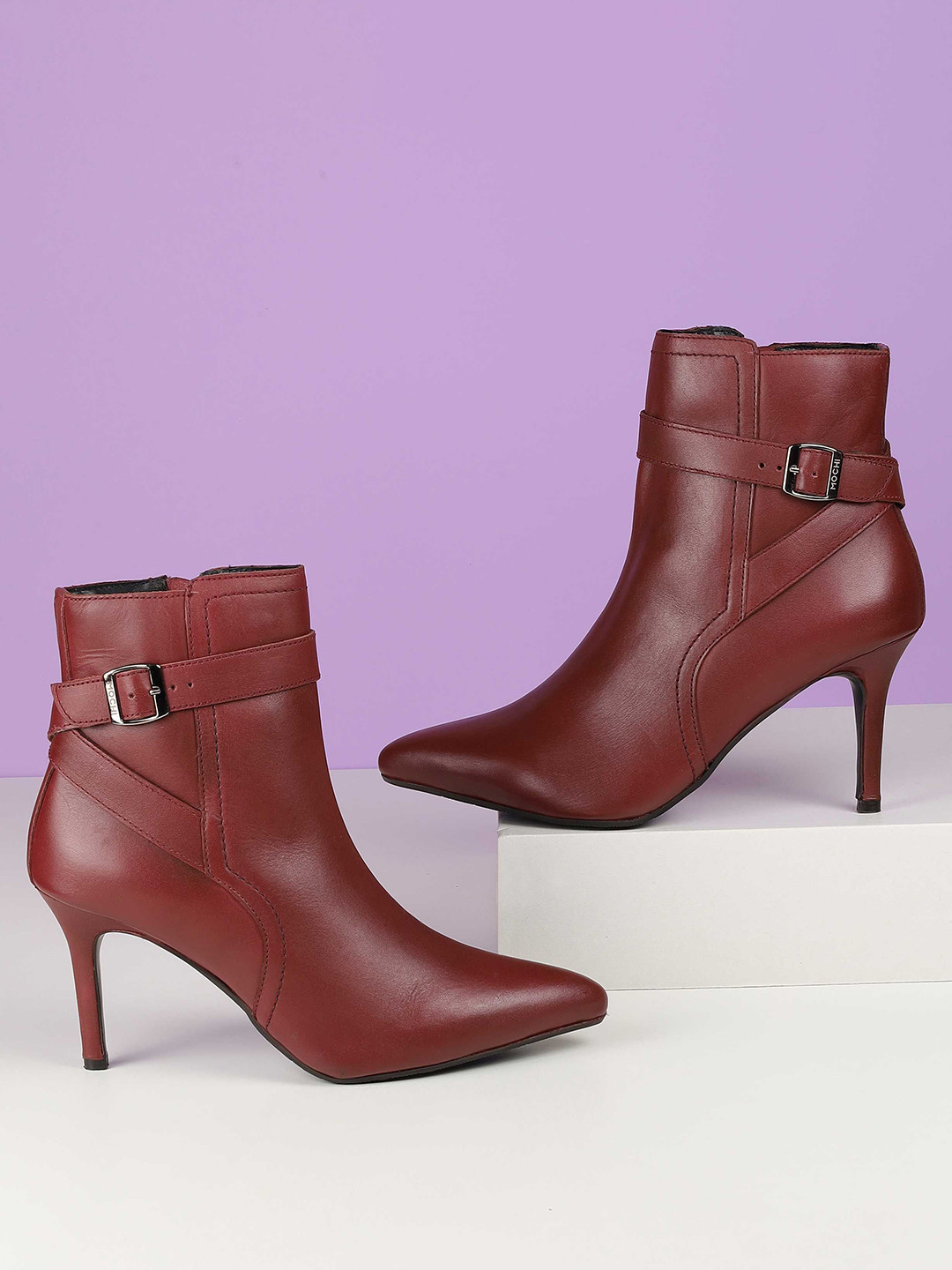 Mochi Pointed Toe Mid-Top Leather Boots