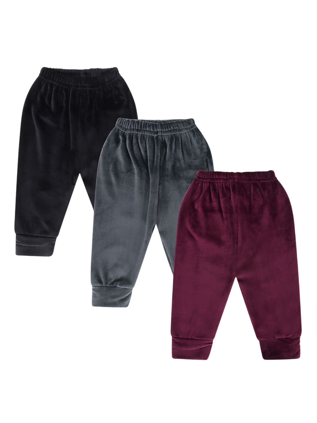 CLAP Infants Pack Of 3 Regular Fit Ultra Soft Velour Winter Track Pants