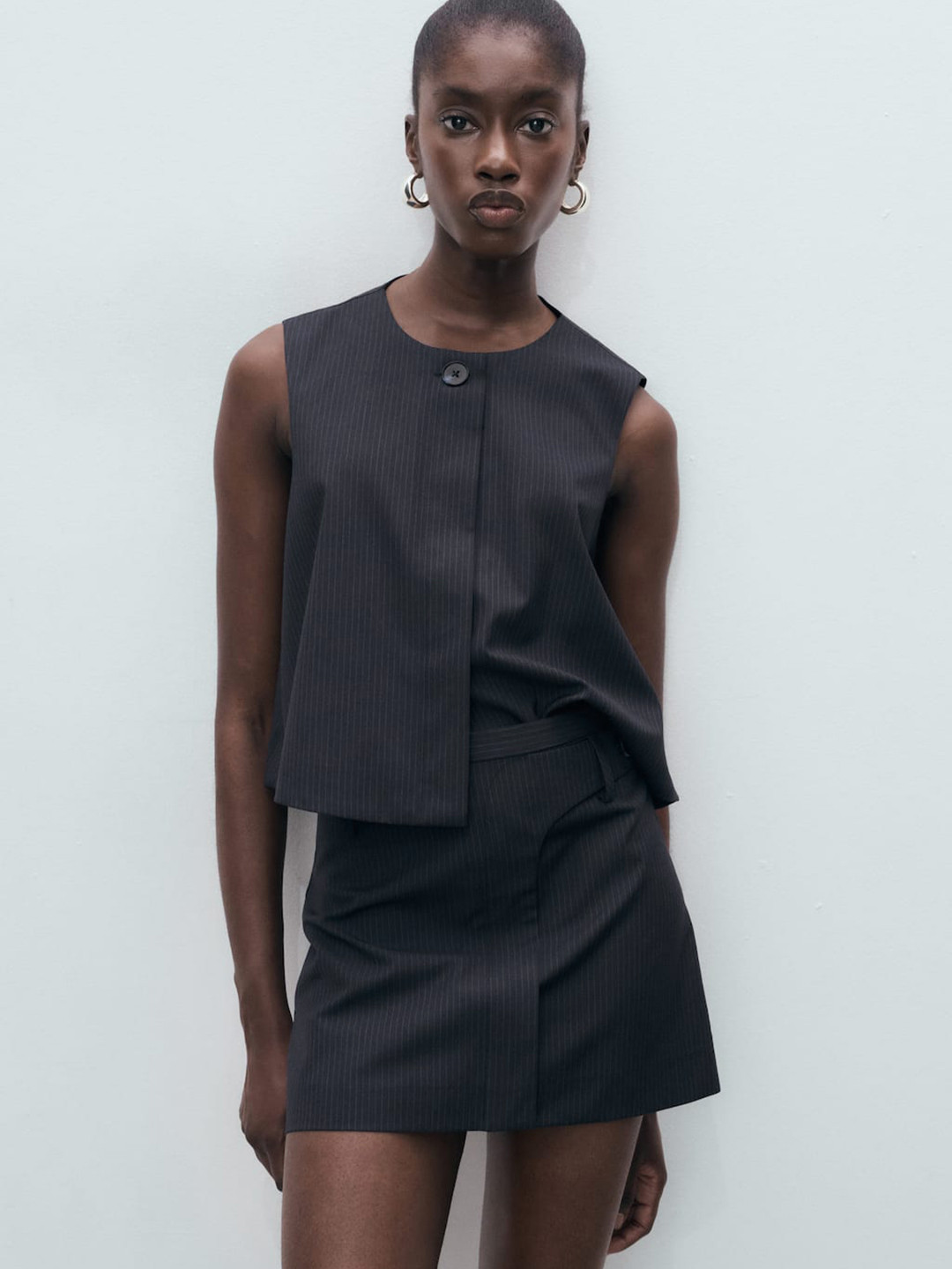 MANGO Pinstriped Mini Skirt