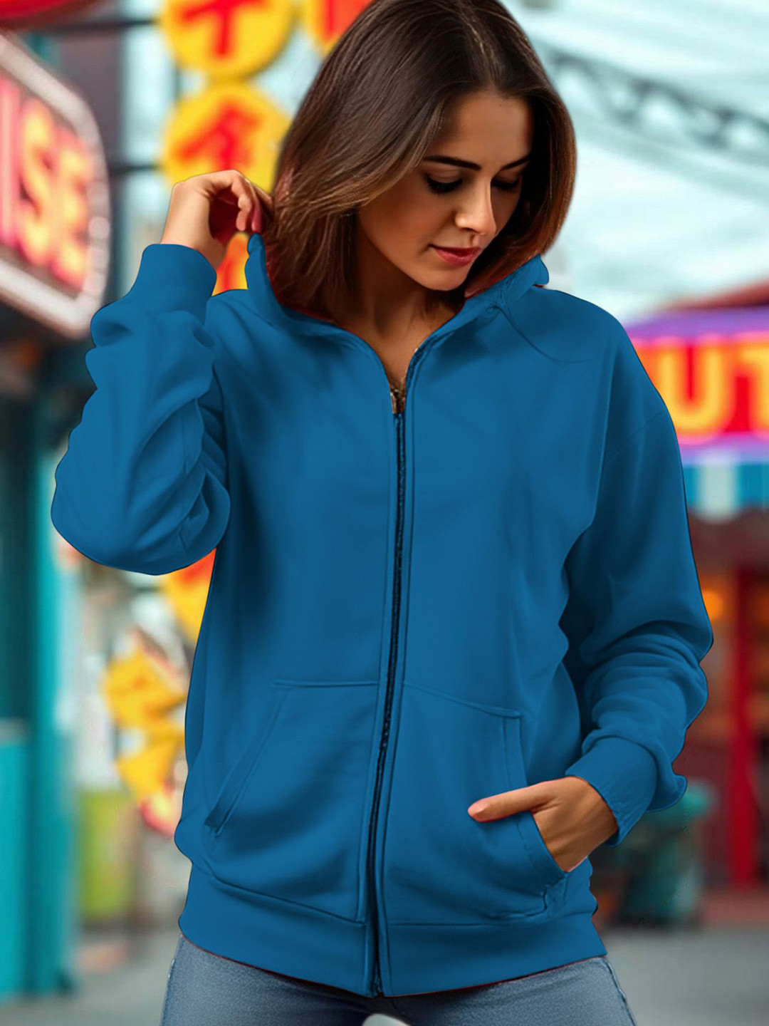 AUSK Women Full Sleeve Hooded Front-Open Sweatshirt With Full Zipper