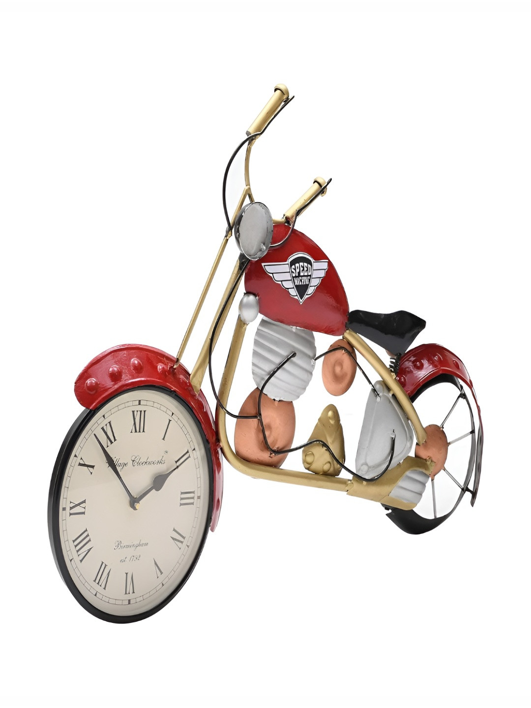 DENART INDUSTRIES Red & White Quirky Shaped Analogue Contemporary Wall Clock