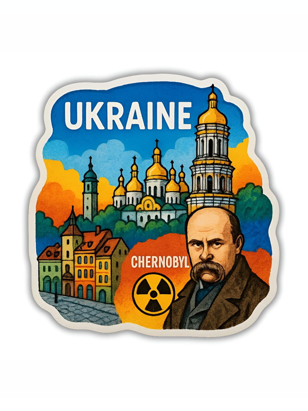 GIFTSHALA Blue & Yellow Graphic Printed Fridge Decorative Magnet