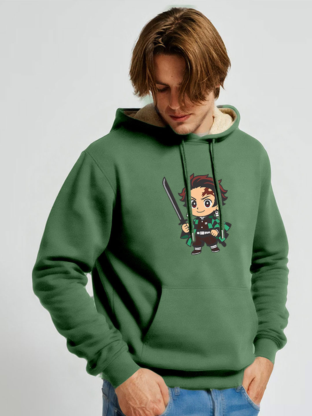 MaverIQ Men Demon Slayer Printed Hooded Long Sleeves Sweatshirt