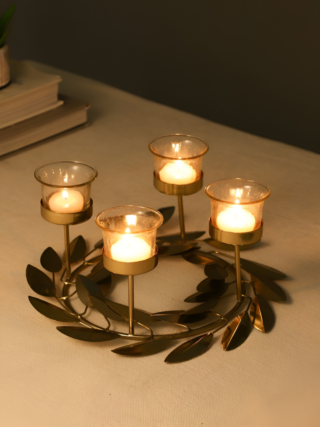 Maison Modern Gold-Toned Ember Crown Diwali Candle Holder