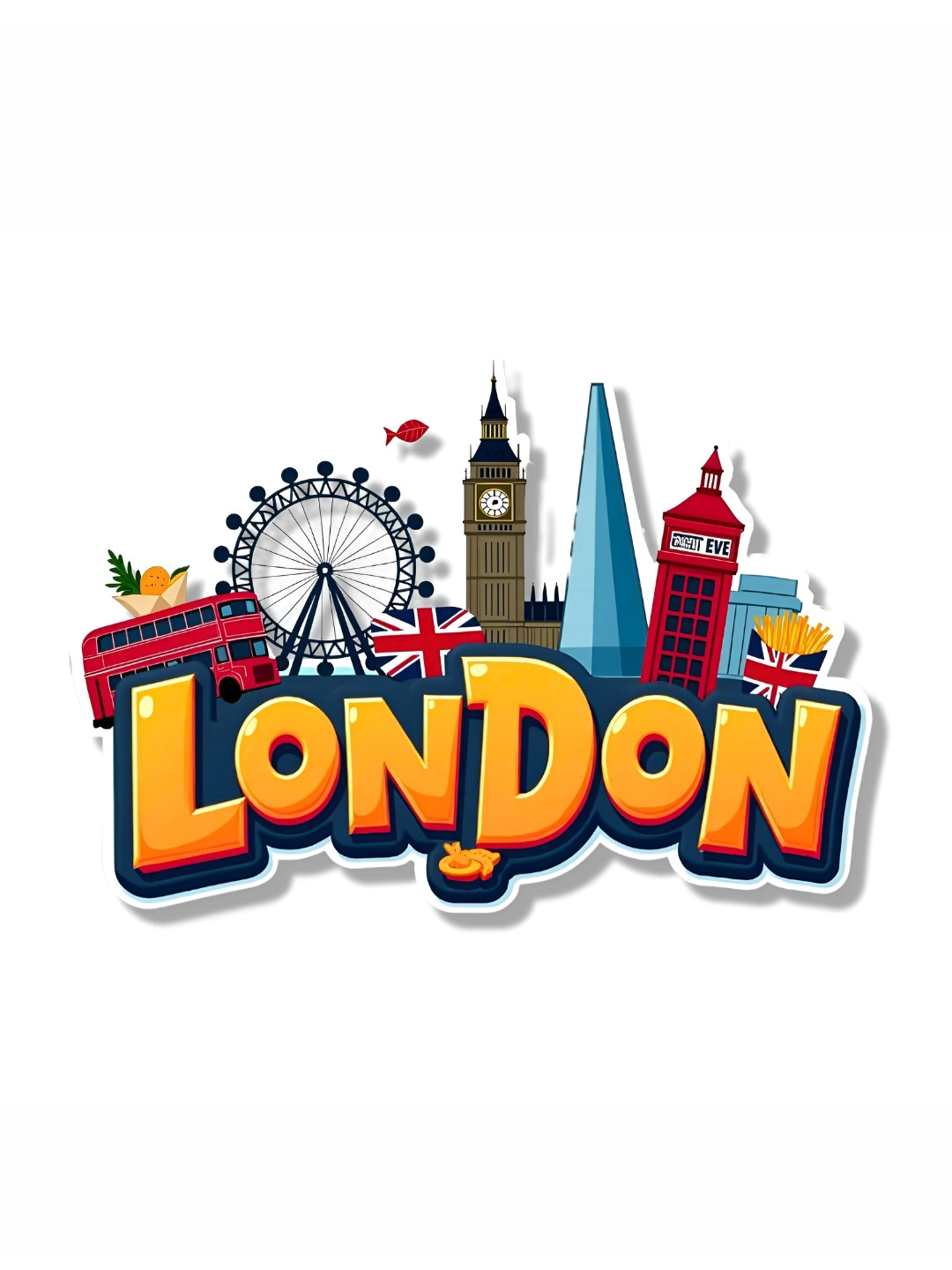 GIFTSHALA Red & Yellow London Printed Decorative Magnets