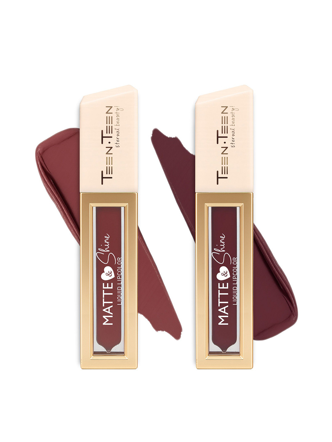 TEEN TEEN COSMETICS Set Of 2 Matte & Shine Liquid Lipcolor - 8 ml Each - 08 - 07