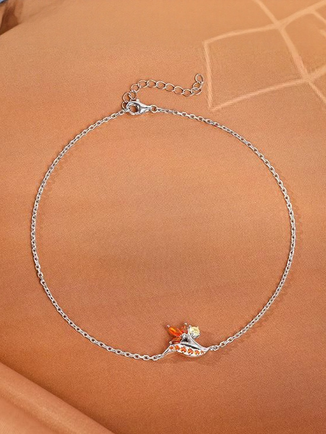 GIVA Inanna Rhodium-Plated Zircon Studded Anklet