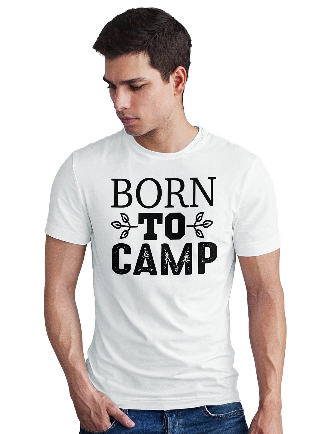 Seekbuylove Born To Camp Printed Round Neck Pure Cotton Bio Finish T-shirt