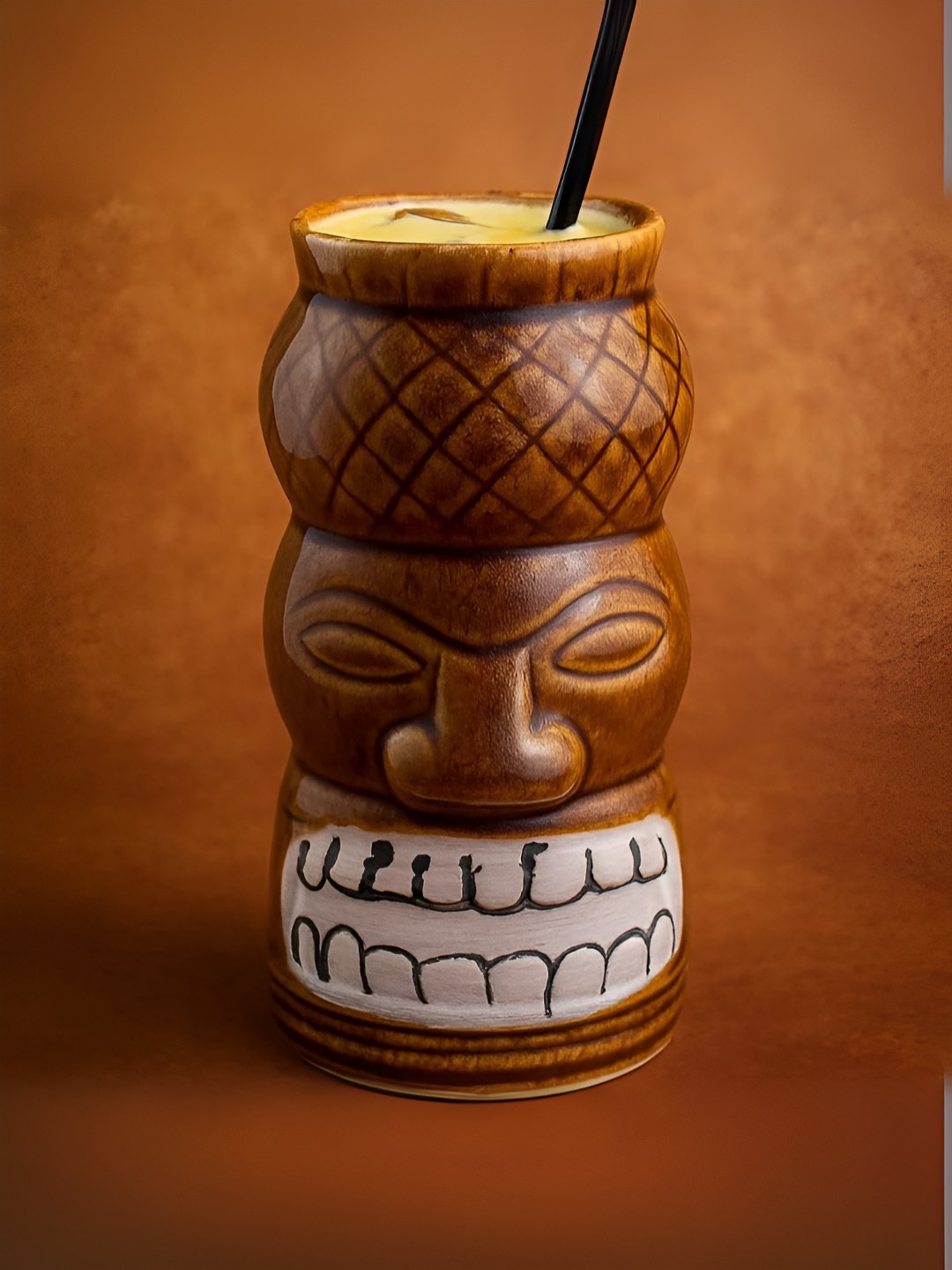 SMOKEY COCKTAIL Brown & White 2 Pieces Paradise Punch Stoneware Core Bar Glass