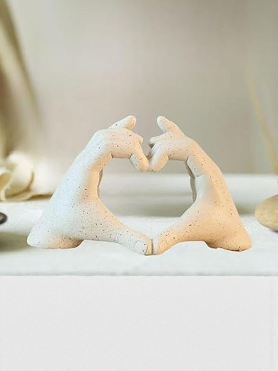 THE SACRED GIFTS White Heart Shaped Hand Figurine Showpiece