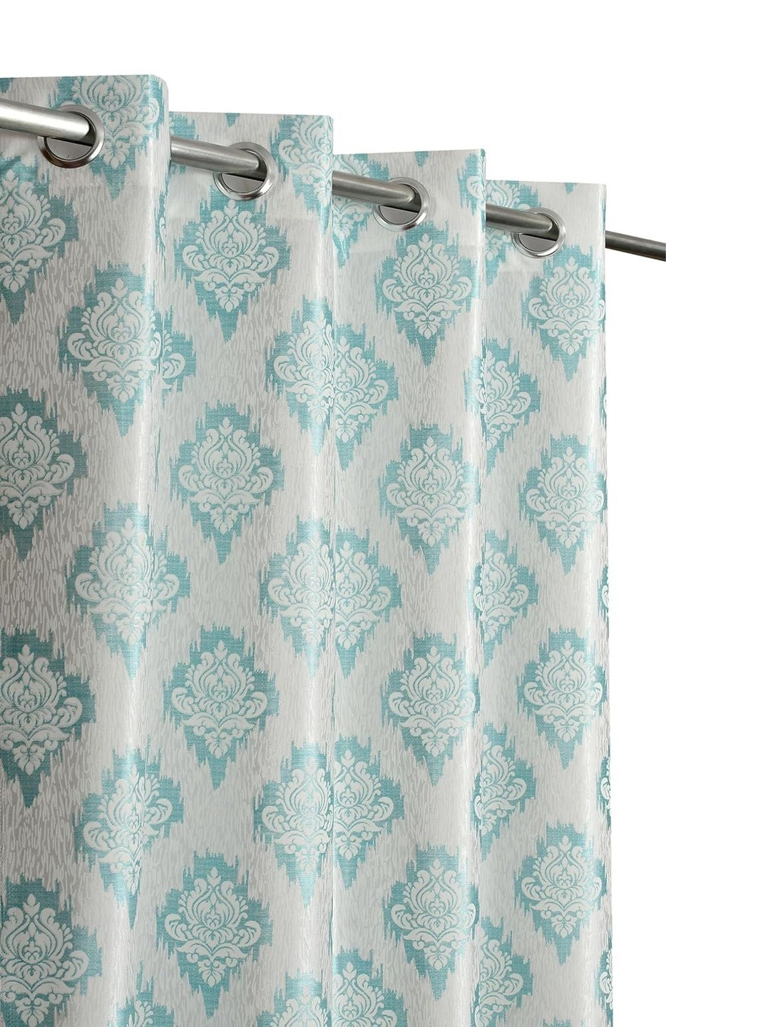 Yarnis White & Blue Floral Lightweight Window Curtain