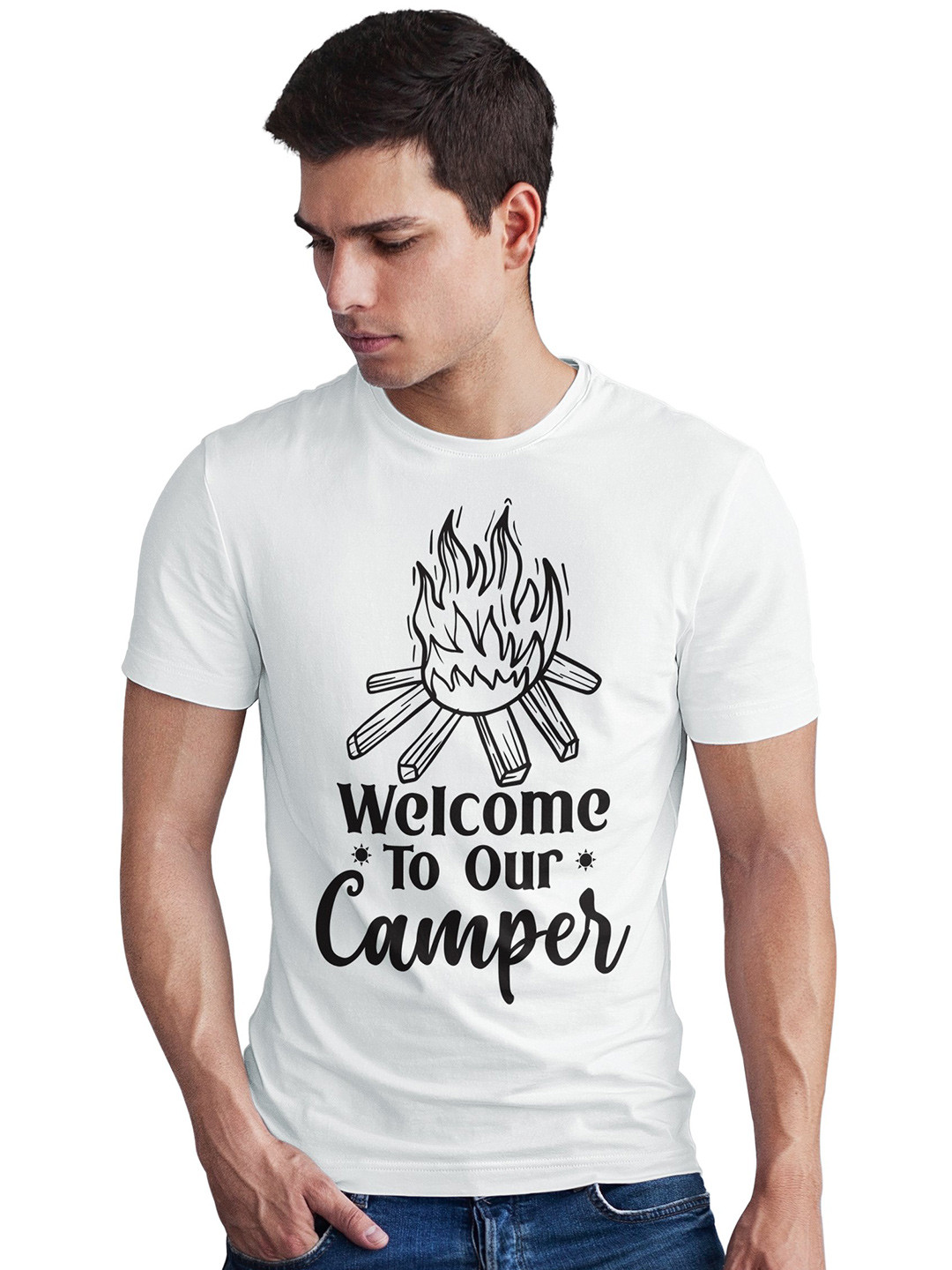 Seekbuylove Men Printed Welcome To Our Camper Round Neck T-shirt