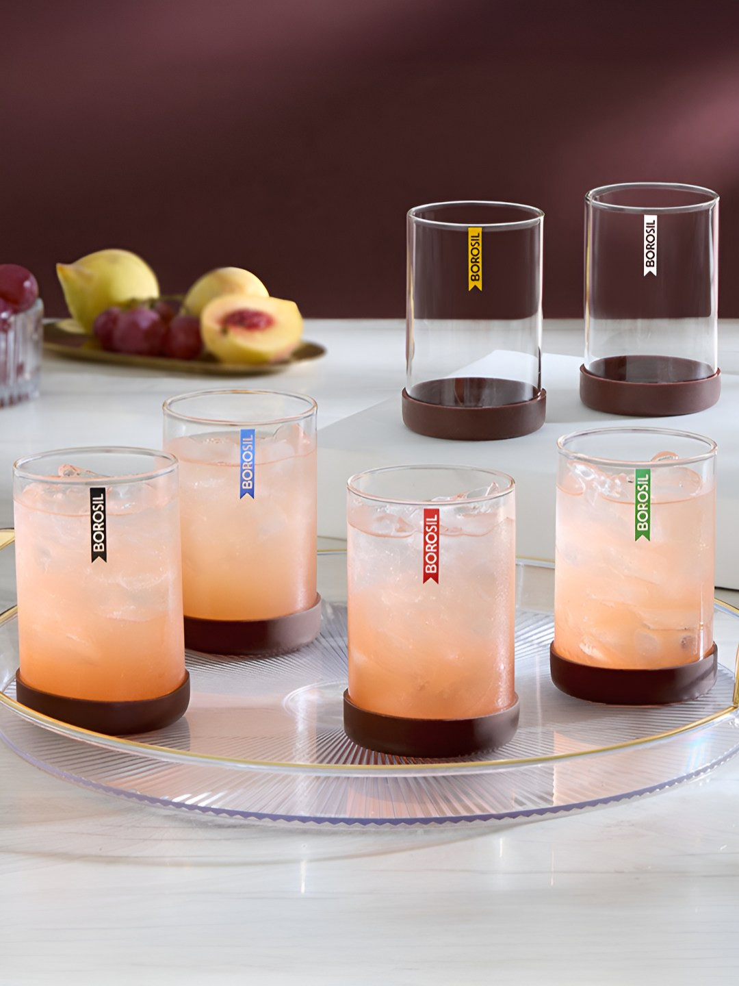 BOROSIL Brown 6 Microwave Safe Borosilicate Glass Water Glass