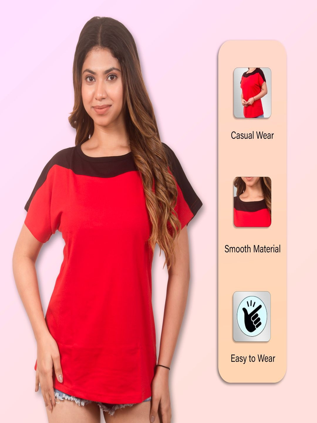 RYTE STYLE Colourblocked Short Sleeves Cotton T-shirt