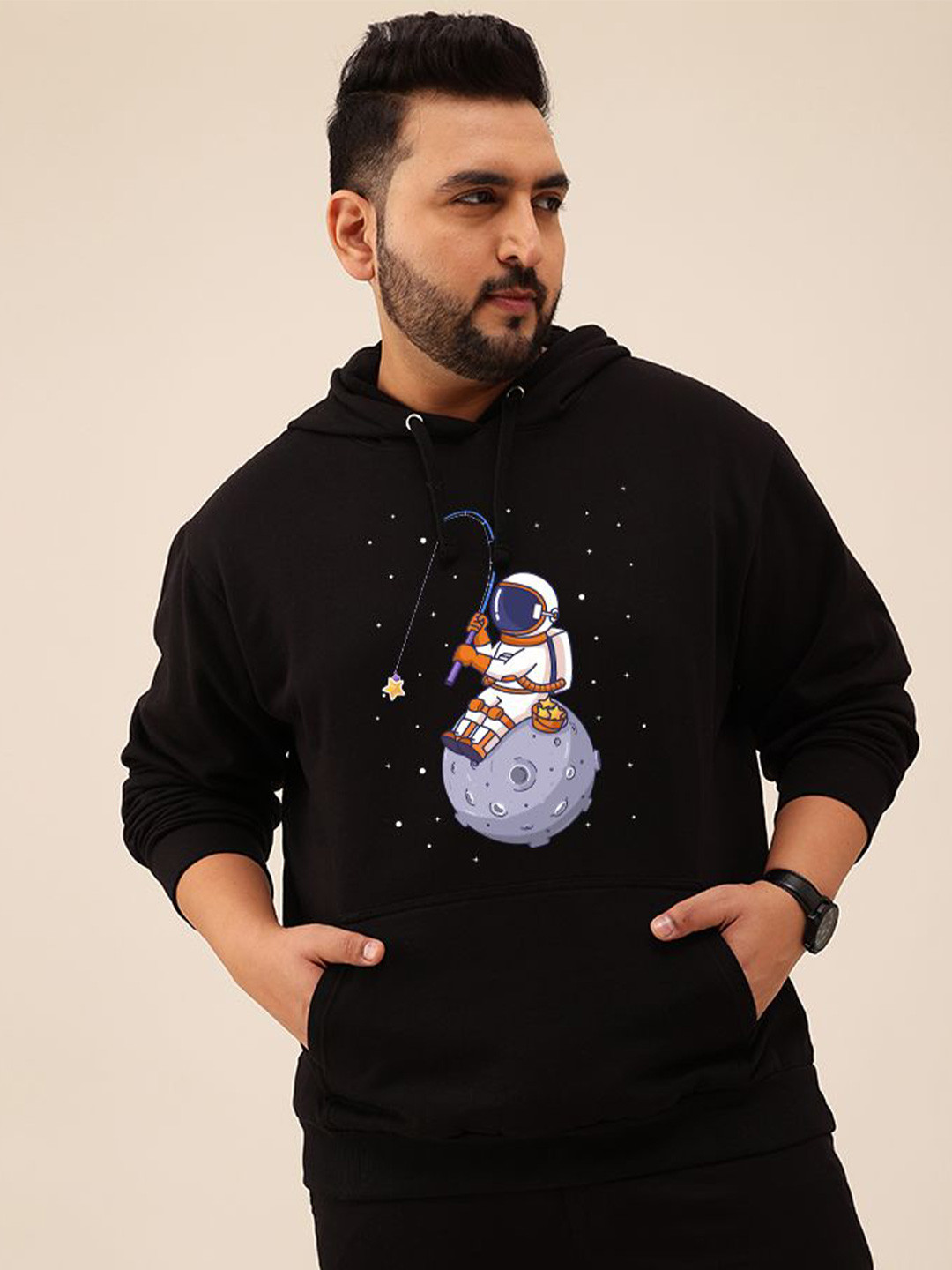 Toodle Plus Men Astronaut Printed Hooded Pullover Sweatshirt