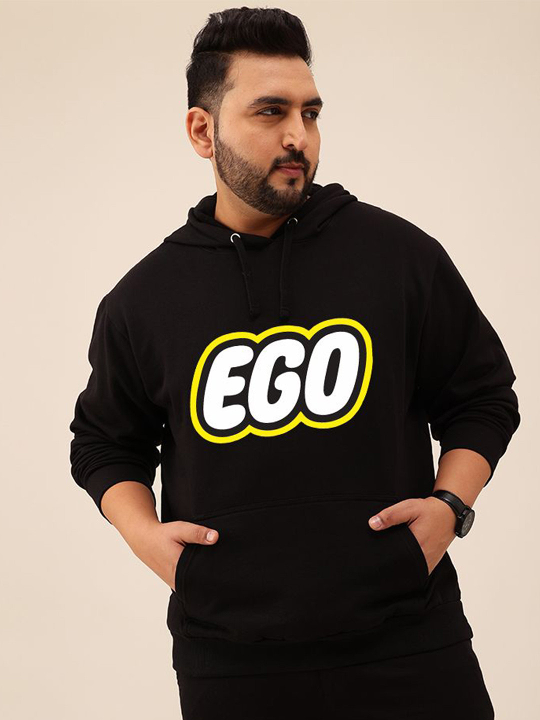 Toodle Plus Men Typography Printed Hooded Cotton Sweatshirt