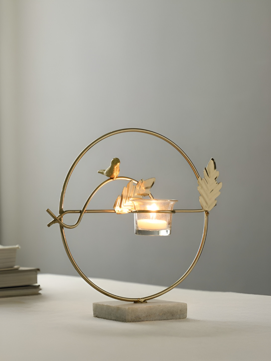 Maison Modern Gold-Toned Celestique Ring Diwali Candle Holder