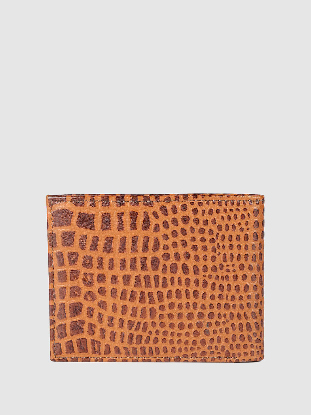 IN.HIDE Men Abstract Textured Leather Two Fold Wallet