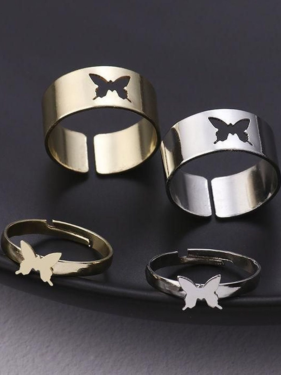 DressBerry Combo Of 2 Butterfly Matching Wrap Finger Couple Ring