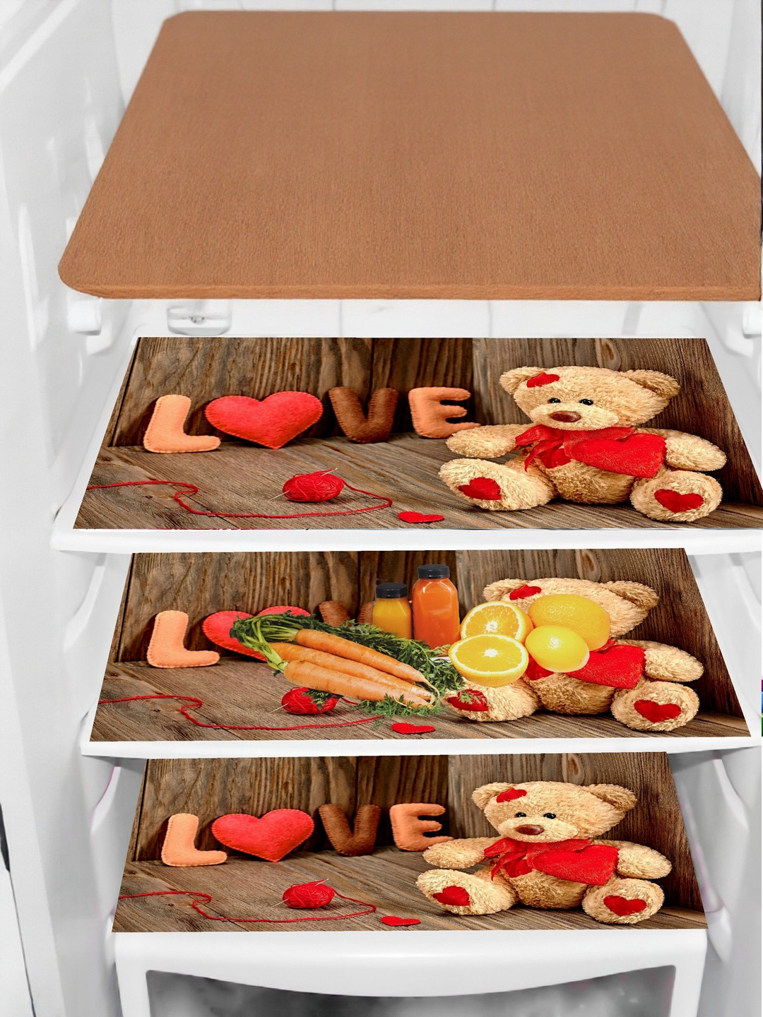 Cread Craft  Pack of 3 Brown Printed  PVC Water Proof Refrigerator Drawer Mat