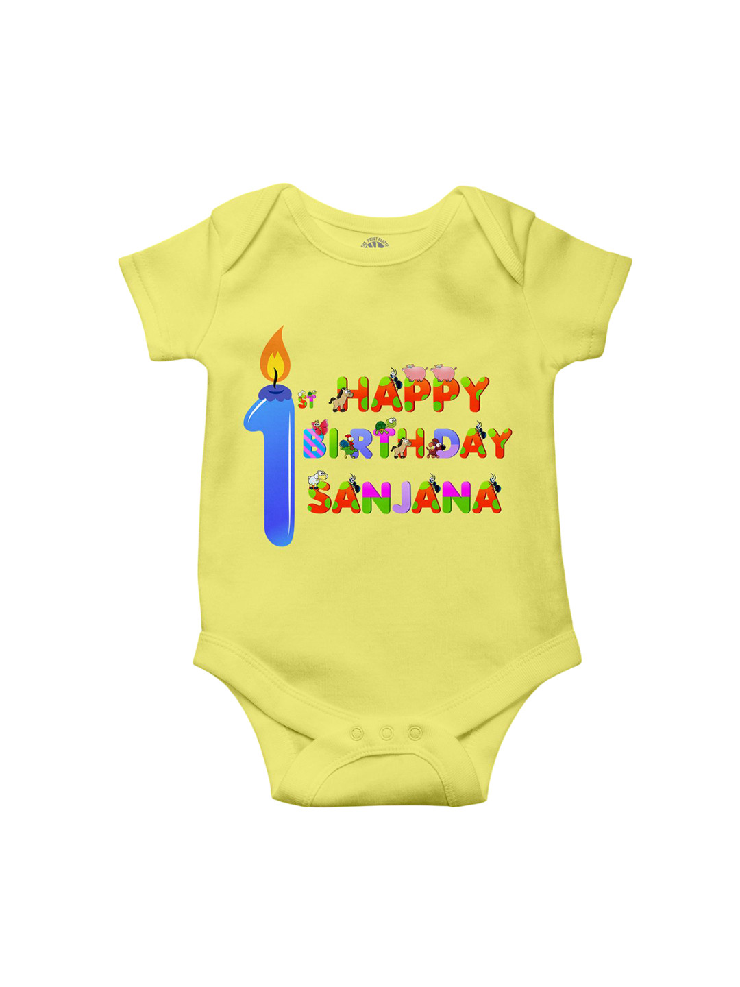 THE PRINT PLATTER Kids 1st Birthday Printed Ultra bio wash & Envelope Neck Bodysuit