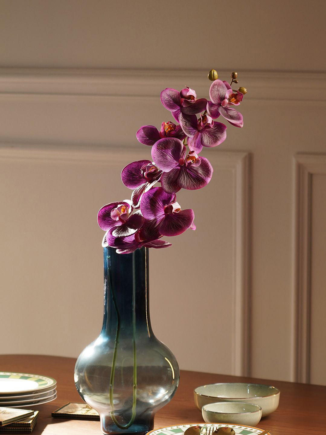 Pure Home and Living Purple & Green Phalaenopsis Artificial Flower Stem