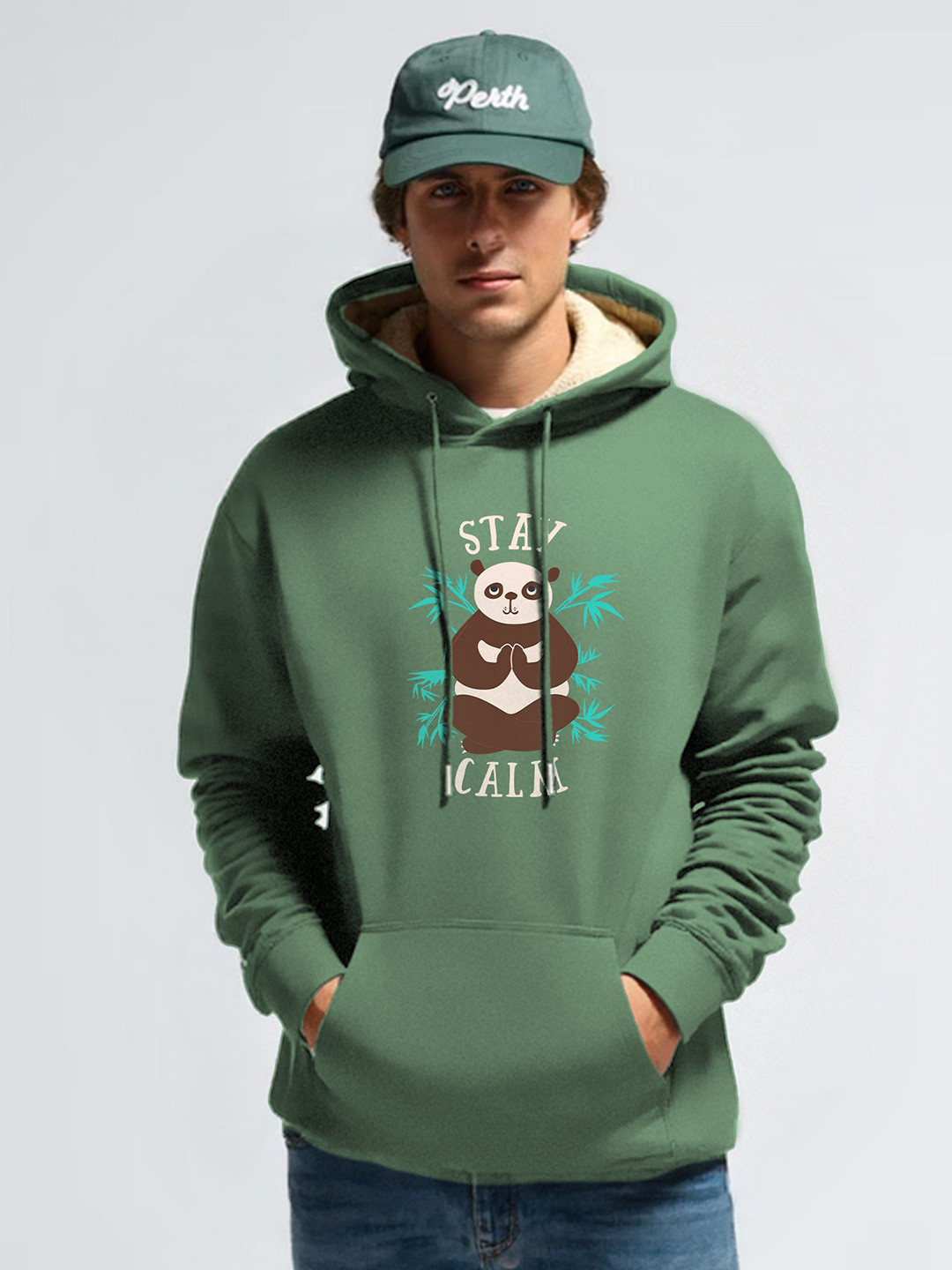 MaverIQ Men Graphic Printed Fur Hooded Long Sleeves Sweatshirt