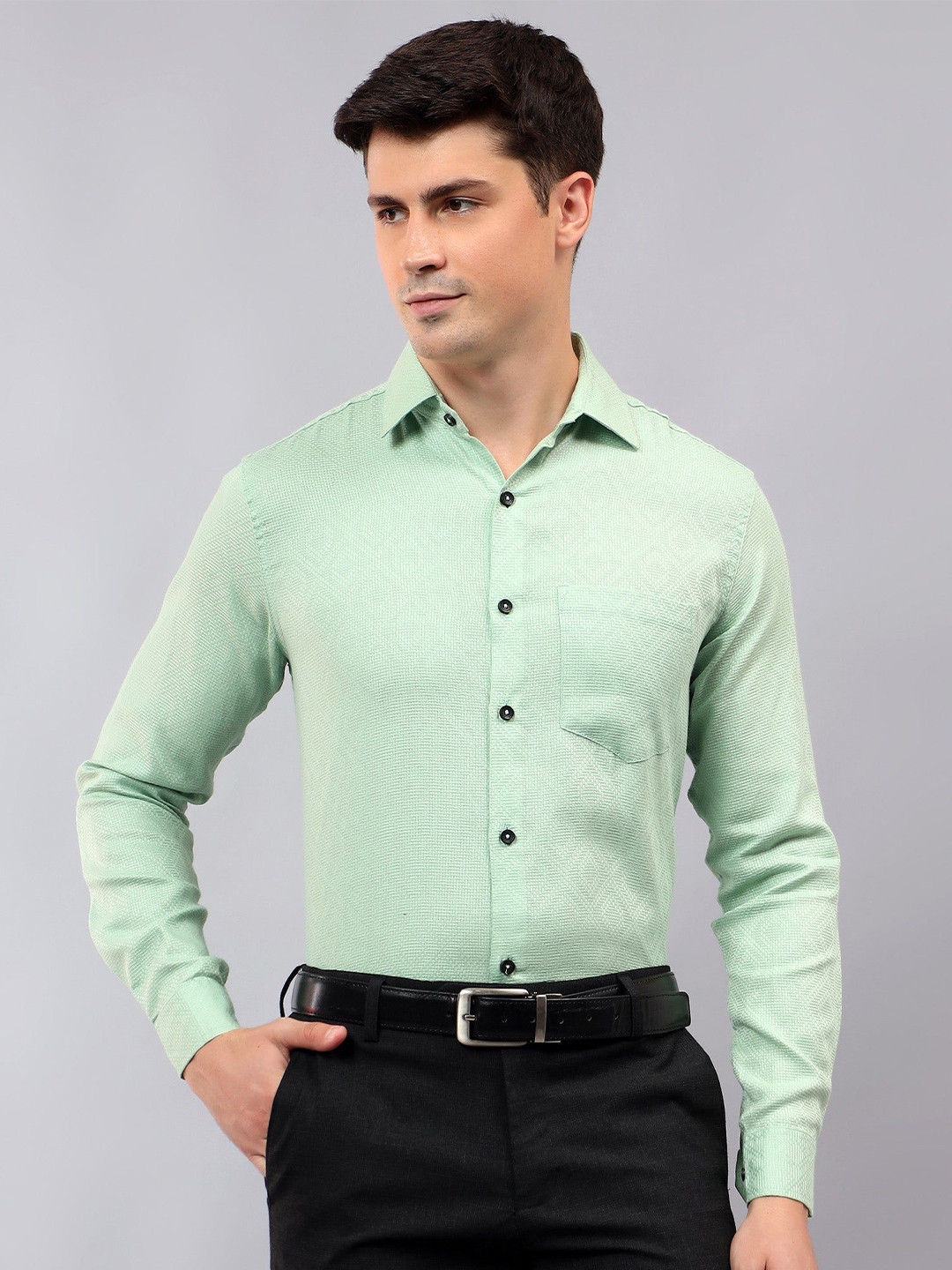Vida Loca Smart Slim Fit Spread Collar Long Sleeves Cotton Formal Shirt