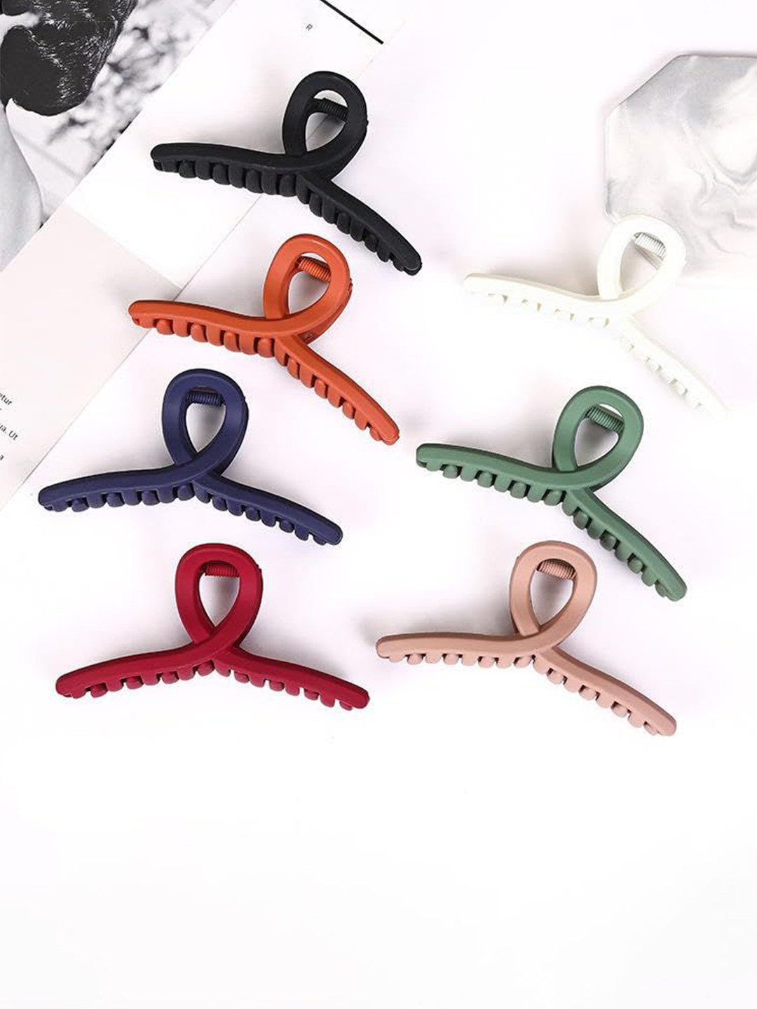 SH FSN Women Set of 7 Mat Finish T-Shaped Claw Clip Hair Accessory
