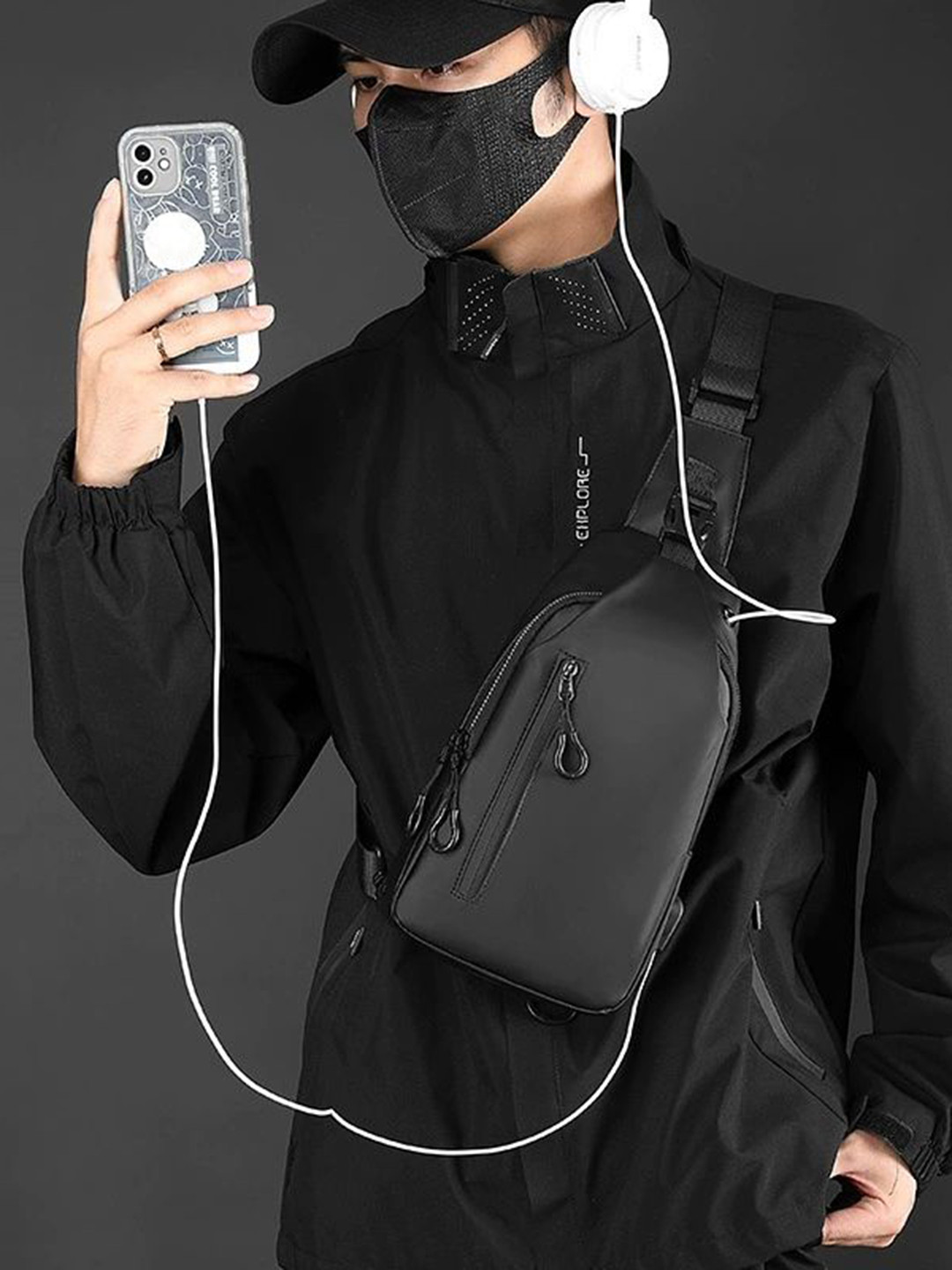 Mast & Harbour Crossbody Chest Backpack with USB Charging Port