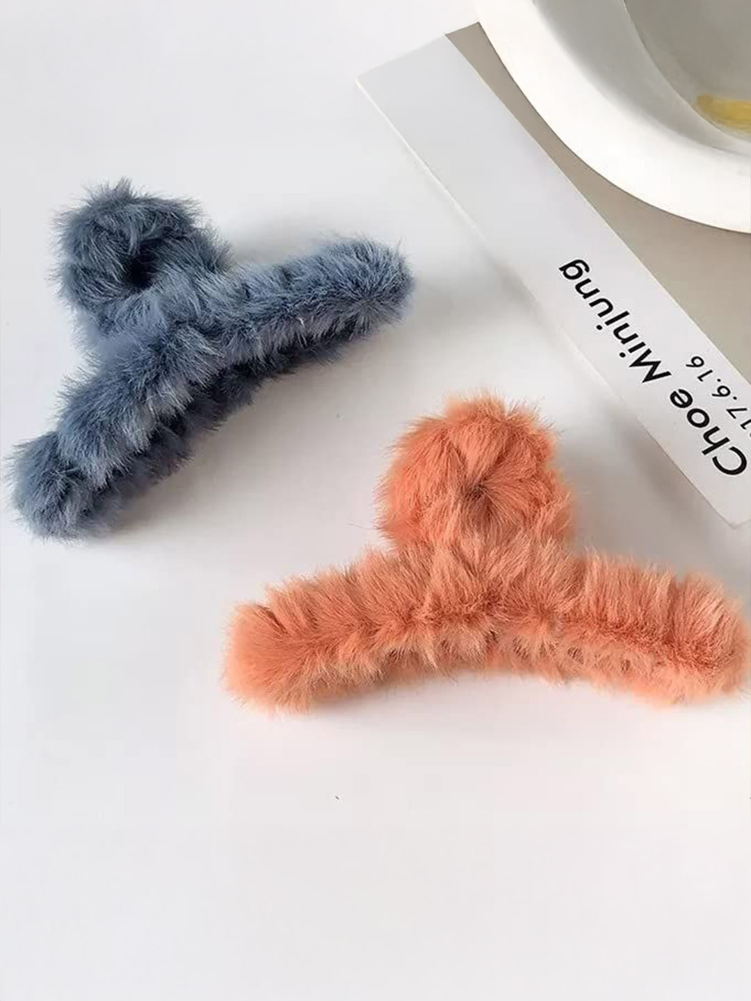 Nayakk Women Pack of 12 Plush Barrettes Fur Grip T Shape Claw Clip