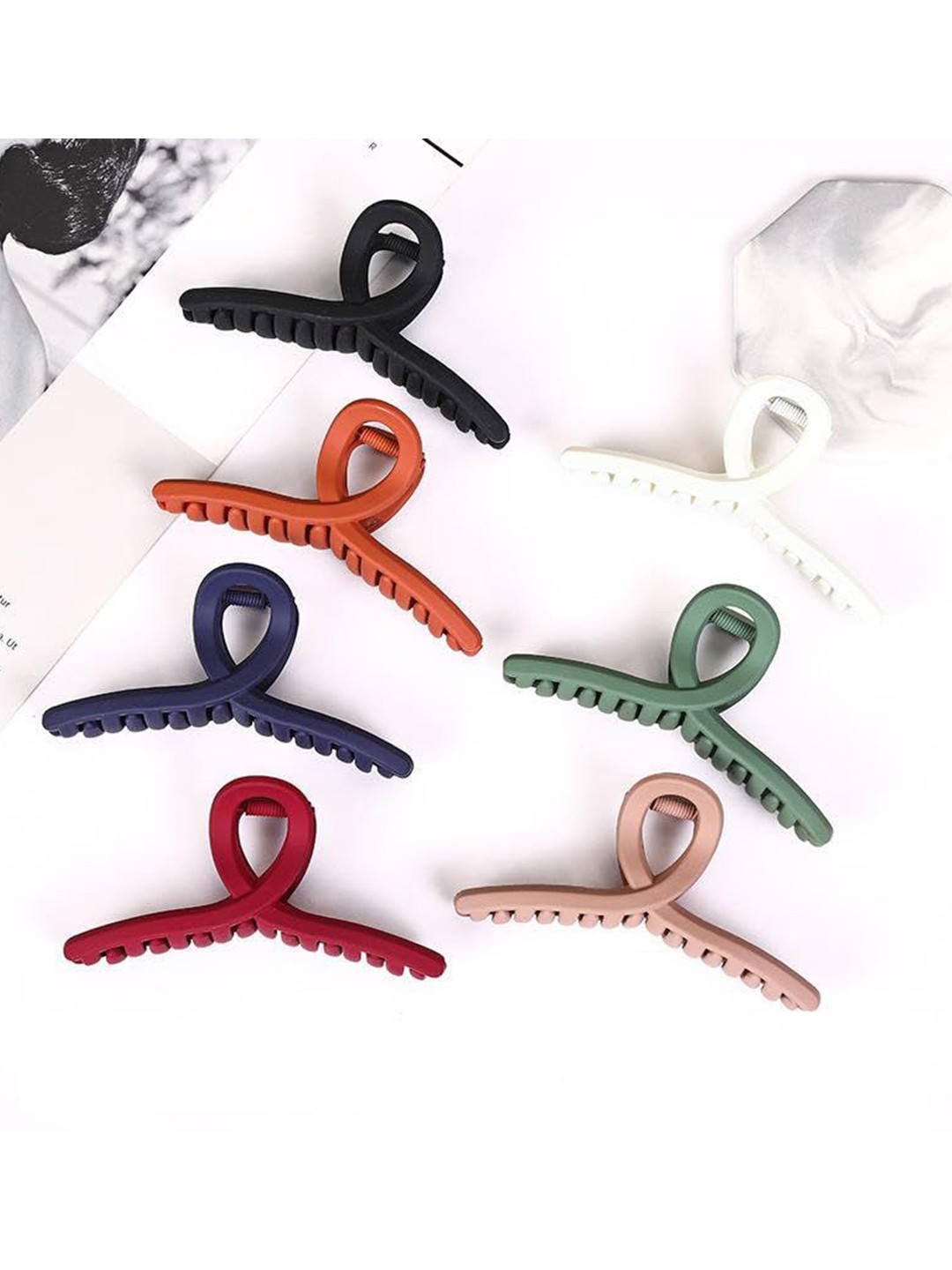 badodiya's Women Set of 7 Matt Finished T-Shapes Claw Clip