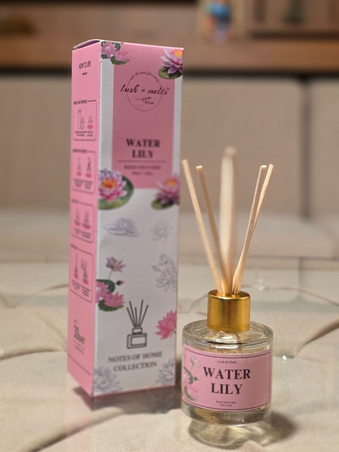 Lush and Melts Pink Water Lily Aroma Oil Reed Diffuser - 50 ml