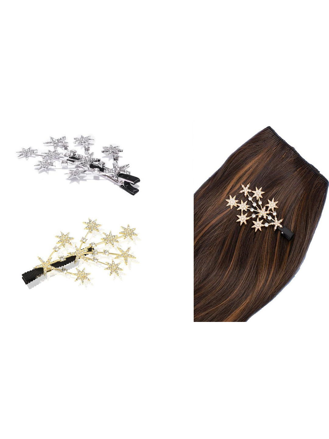 LEKZOW Women Set of 2 Embellished Branches Shape Alligator Hair Clips
