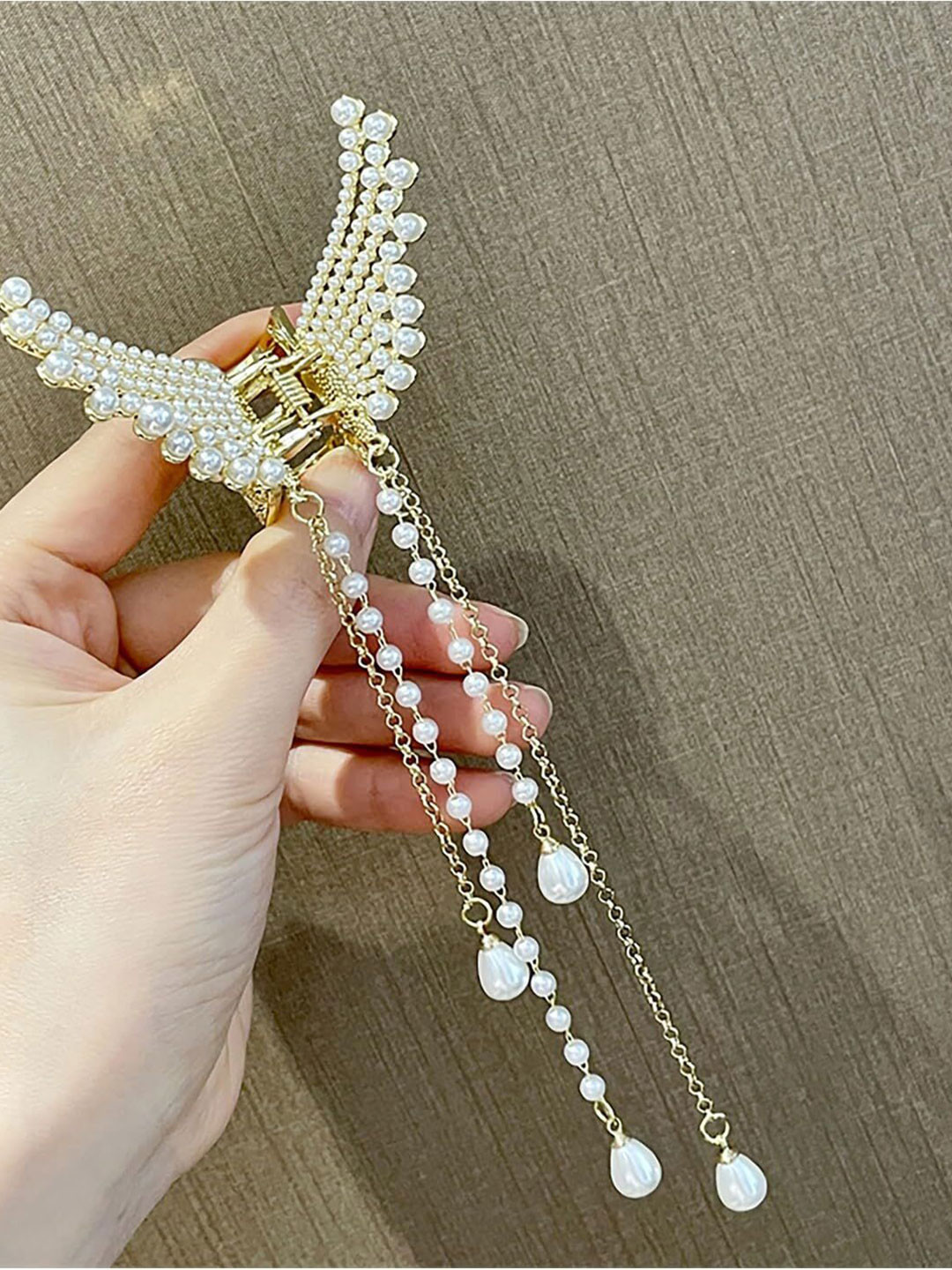 GOWRI TEX Women Set of 2 Pearls Big Clutcher Claw Clip