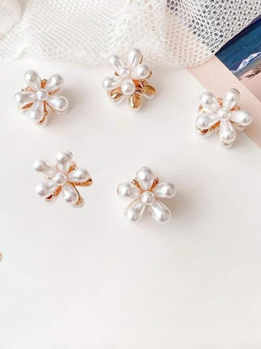 GOWRI TEX Women Pack of 10 Pearls Claw Clip Hair accessories