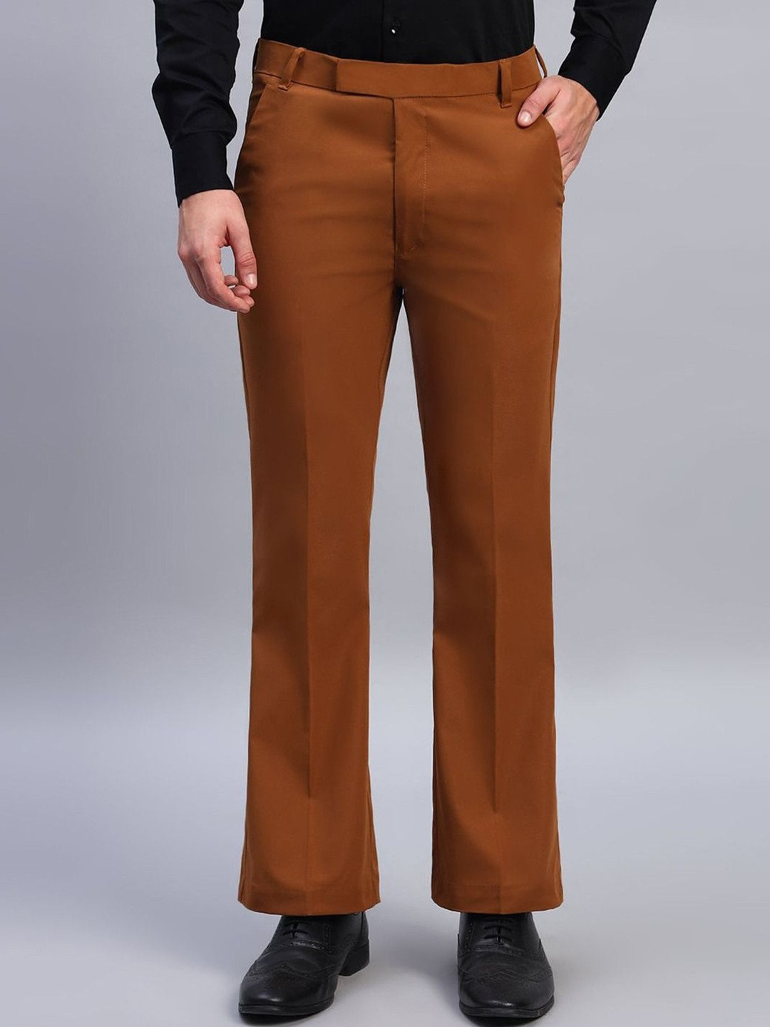AXNIS Men Relaxed Straight Leg Bootcut Formal Trousers