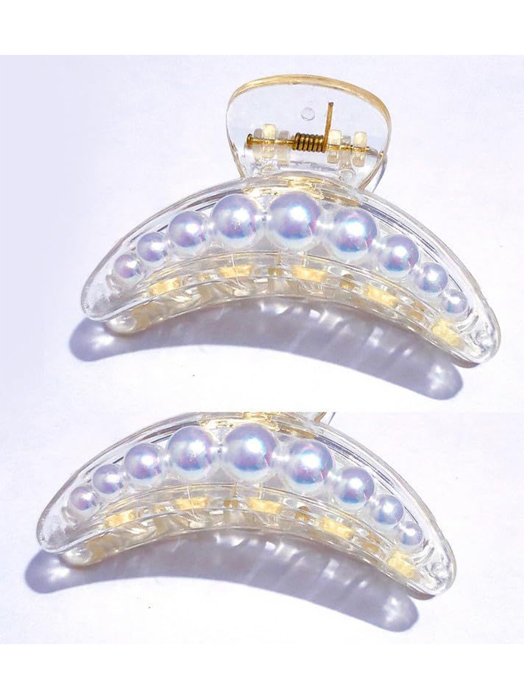 DOCTOR HEALTH SUPER SOFT Women Set of 2 Half Moon Shape Transparent Claw Clip