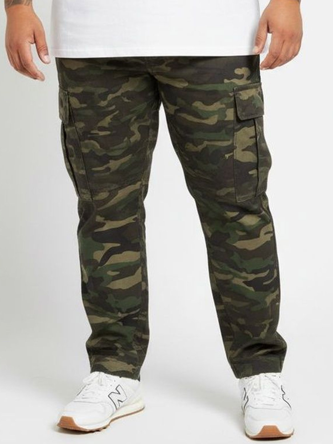 UNSTD Men Plus Size Regular Fit Stretchable Cotton Camo Cargo Trousers