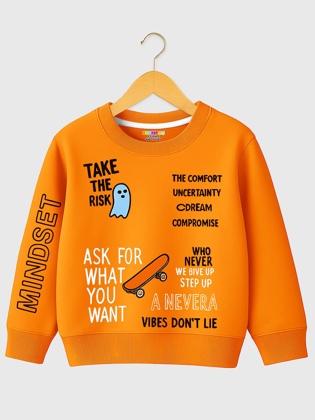 KUCHIPOO Boys Typography Printed Long Sleeves Sweatshirt