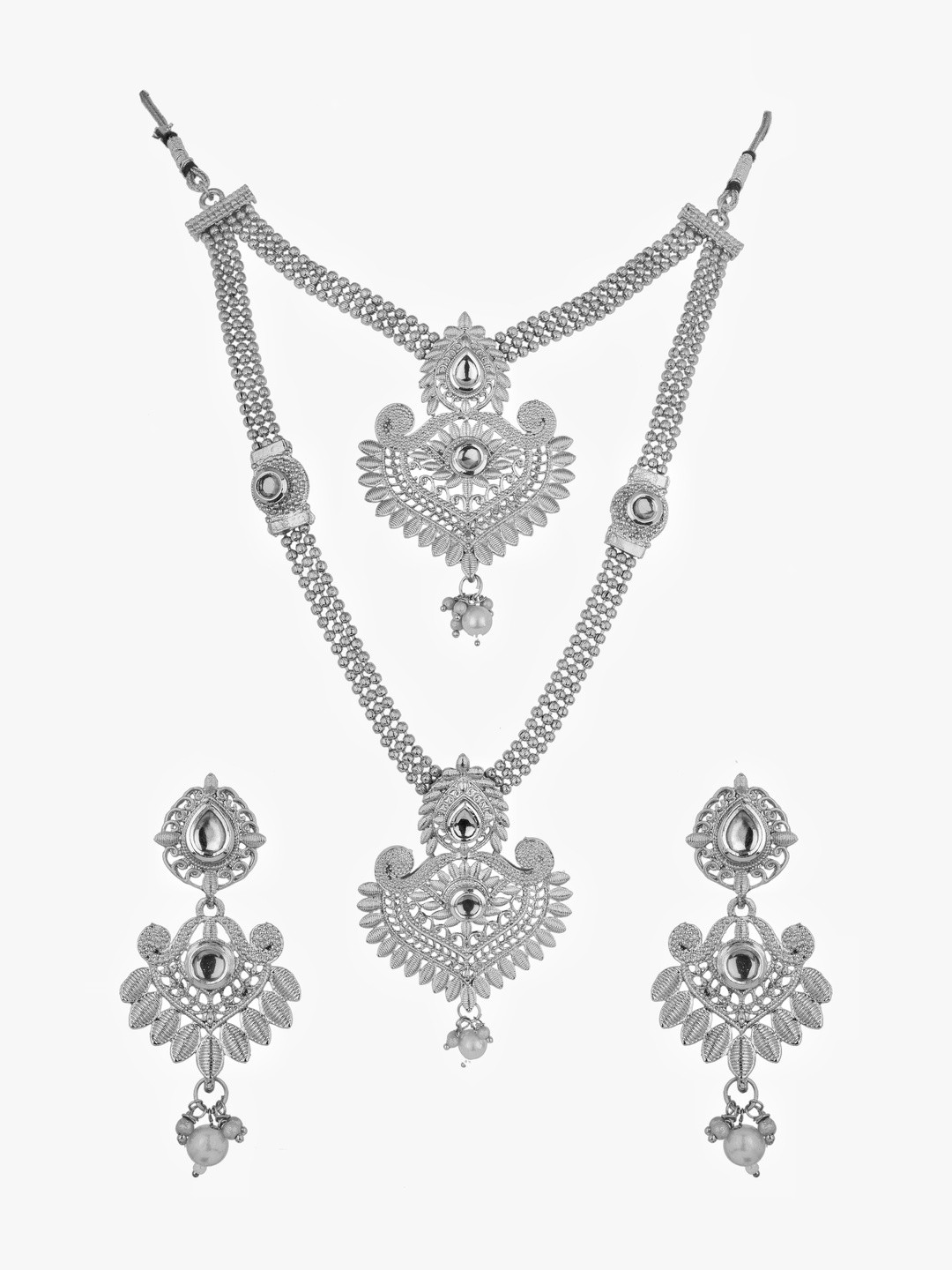 Women Click 2-Layered Stone-Studded & Beaded Jewellery Set