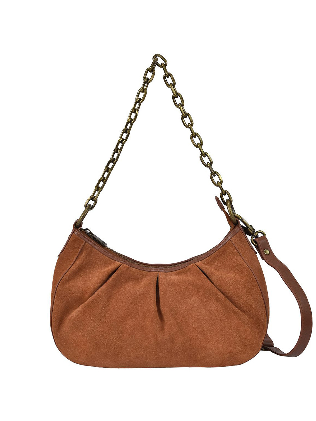 Anuschka Detachable Sling Strap One Handle Leather Half Moon Hobo Bag