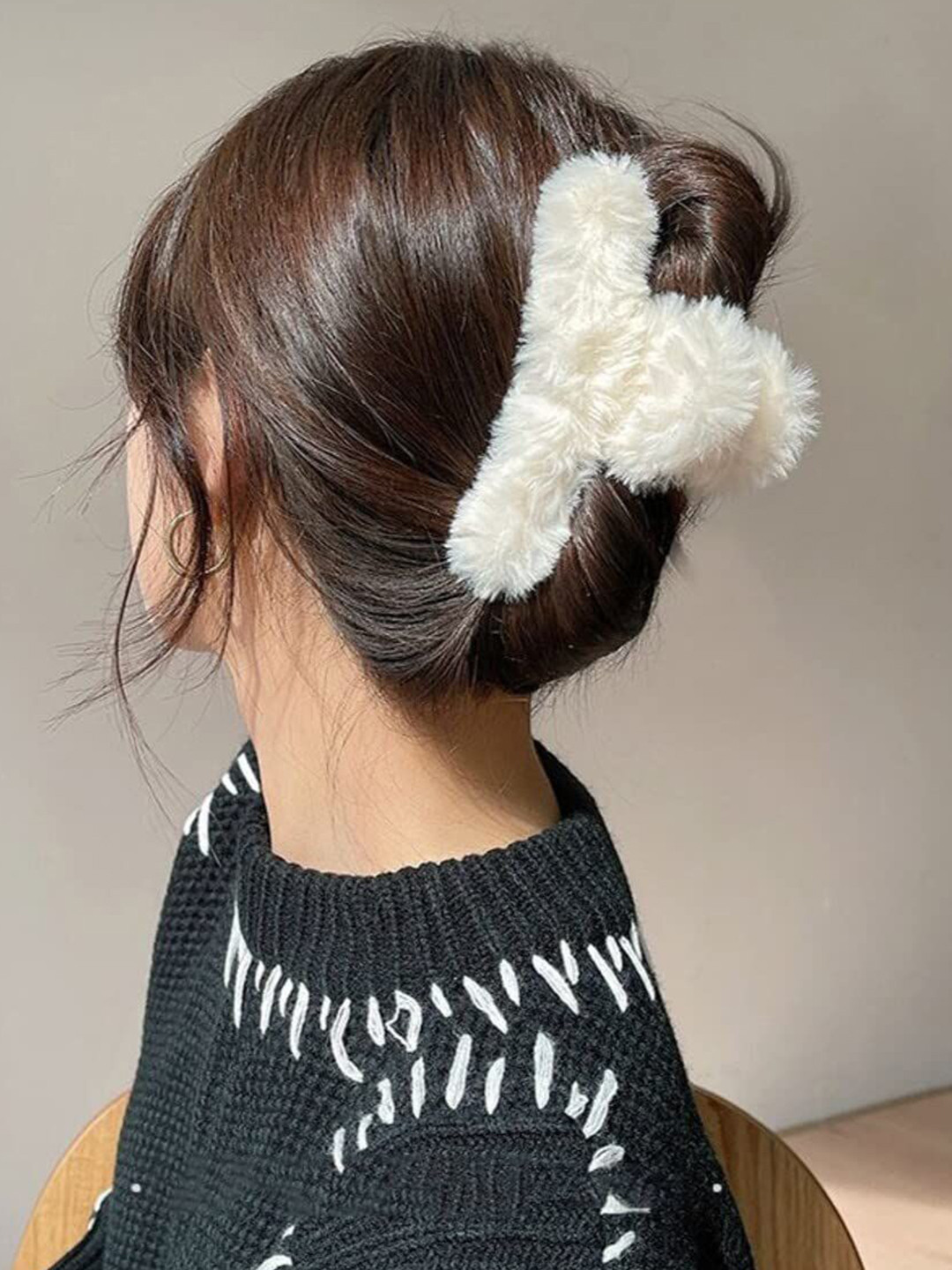 HANDBAG COLLECTION Women Set of 6 Fur Grip T Shape Claw Clip