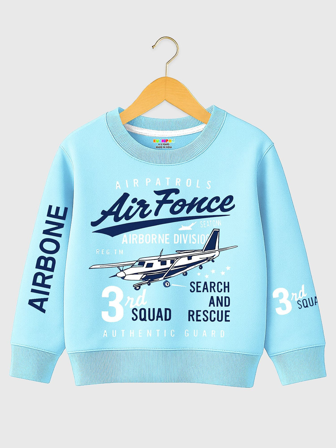 KUCHIPOO Boys Typography Printed Long Sleeves Sweatshirt