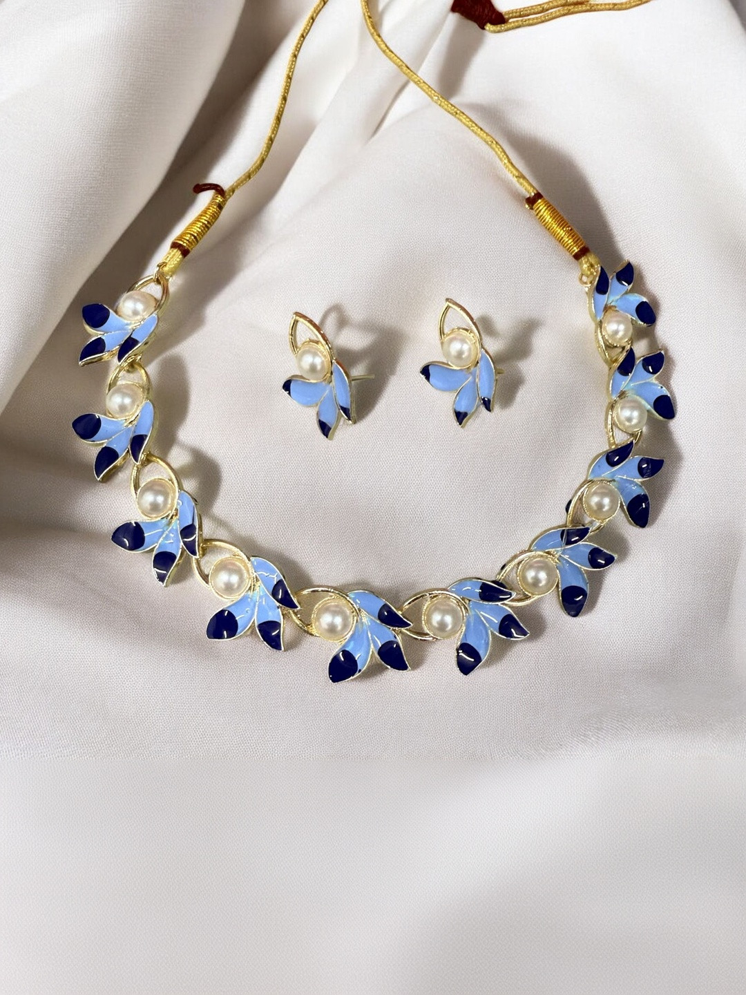 Women Click Enamelled & Beaded Copper Jewellery Set