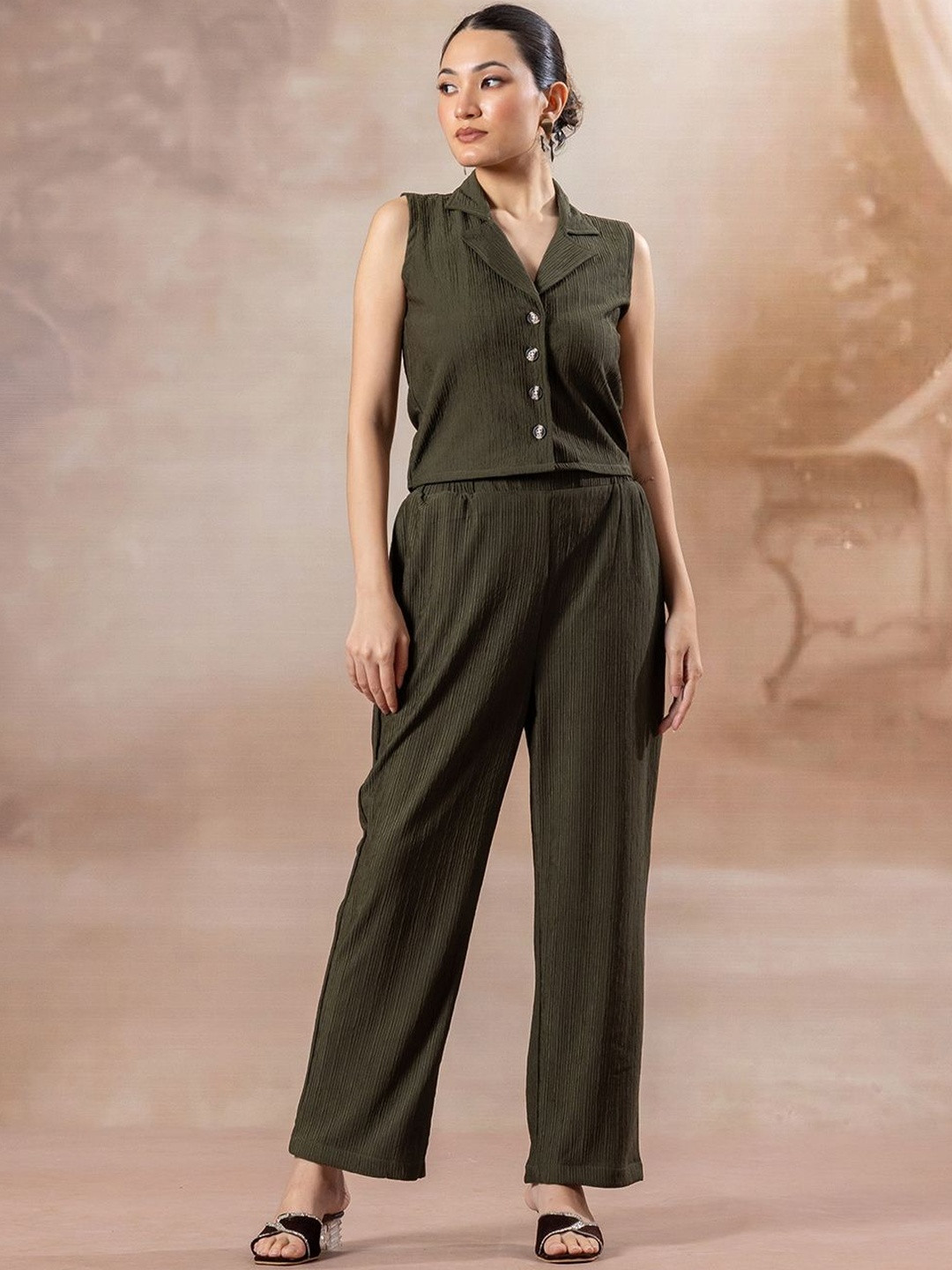 Amarasha Notched Lapel Sleeveless Waistcoat With Trousers