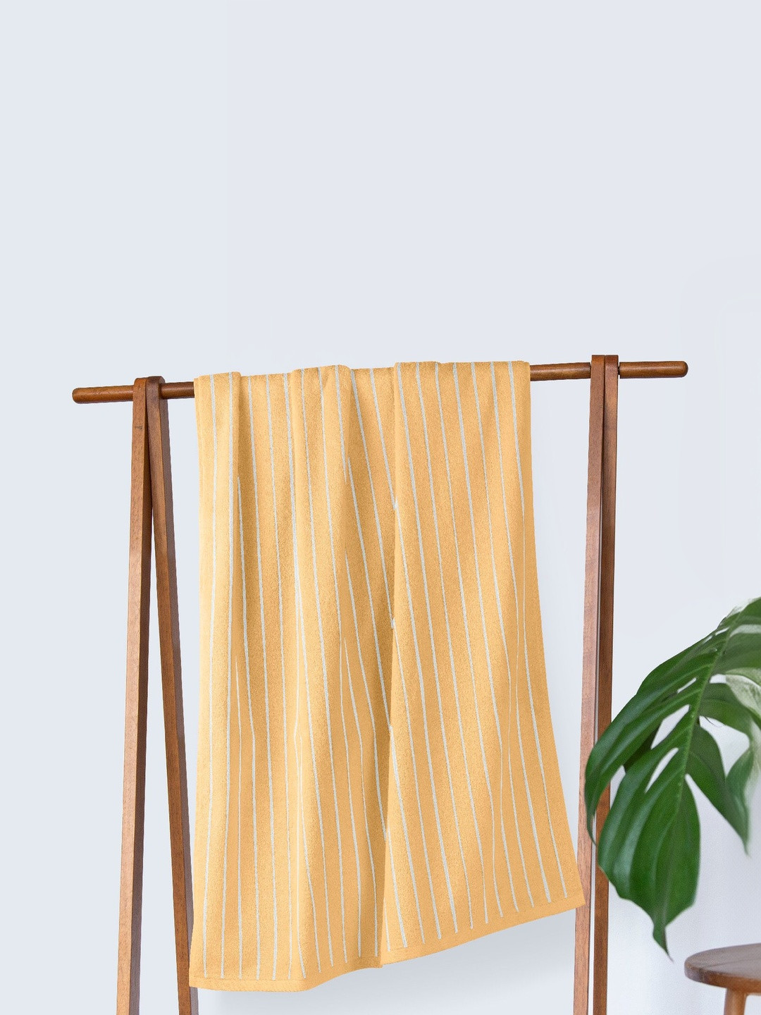 Himeya Yellow Pin Striped Cotton 350 GSM Bath Towel