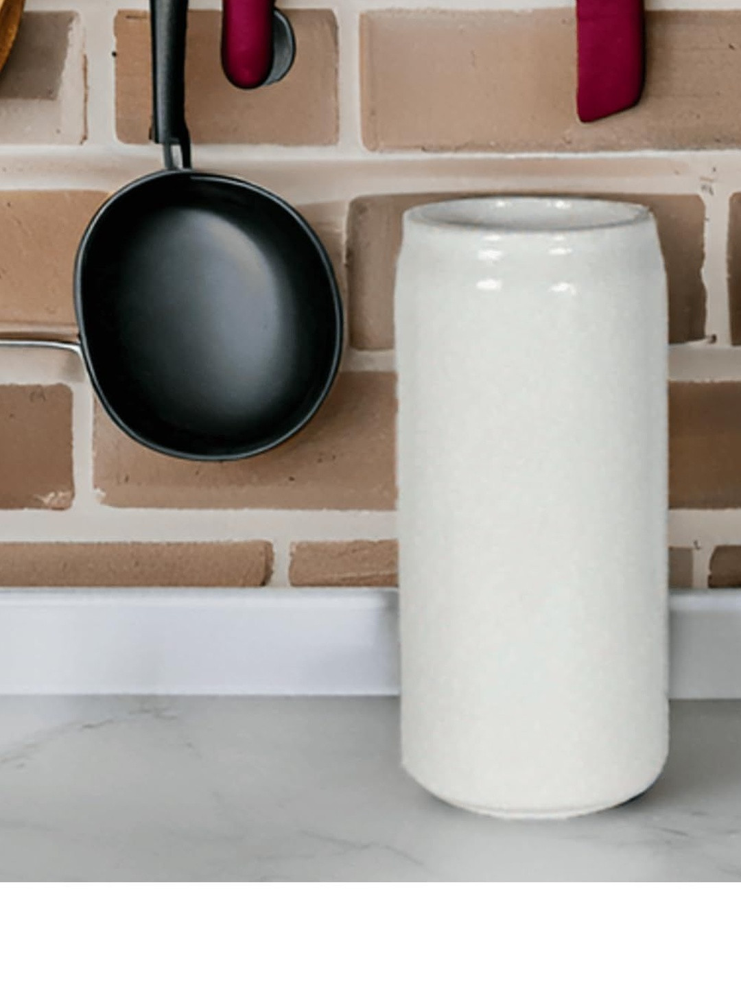 LASAKI Can White Ceramic Flower Vase