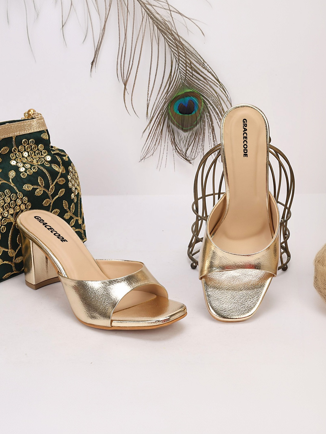 GRACECODE Open Toe Open Back Party Block Sandals